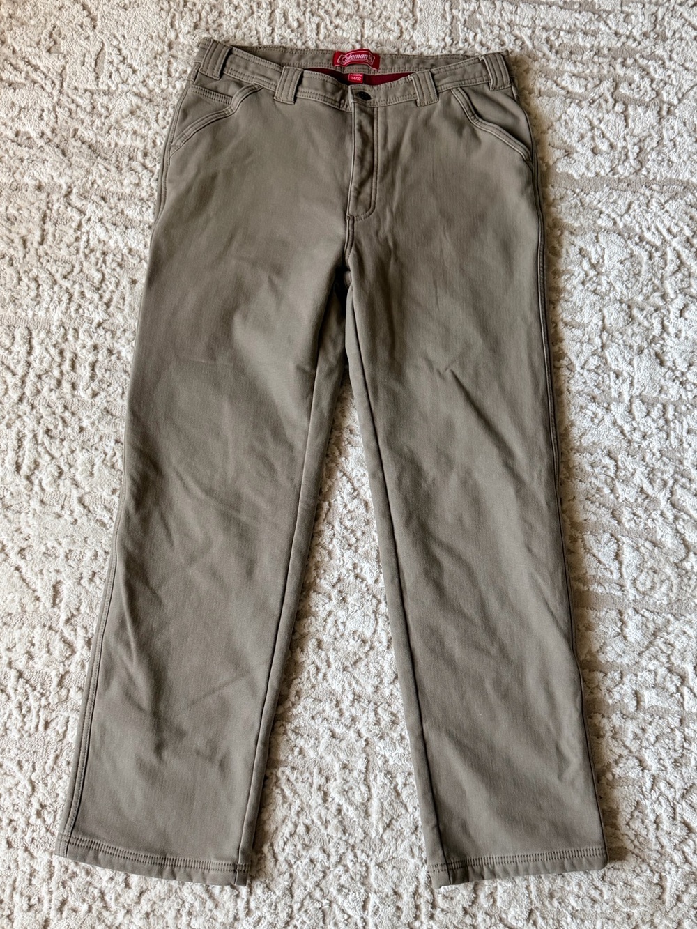 Coleman Men's Khaki Straight-Leg Fleece Lined Pants
